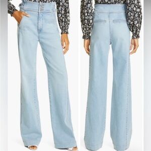 Veronica Beard Vira High Rise wide leg pale stone jeans sz 25 clean girl y2k